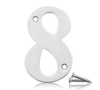 Bwintech 1 Pcs 75mm Satin Nickel SS304 House Numbers Door number 8, House Signs for outside, House Numbers Plaques for Front Wooden Door