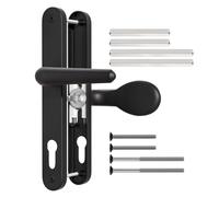 Bwintech 1 Pcs Black Aluminum UPVC Door Handle,Lever/Pad Split Offset 60 and 92mm Backset,211mm Screw Hole Distance, 243mm Plate Length Front Door Handles for UPVC Door