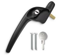 Bwintech 1 Pcs Offset Black UPVC Aluminium Window Handle,Left Hand, 43mm Spindle for Indoor and Outdoor UPVC Window