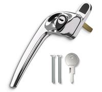 Bwintech 1 Pcs Offset Polished Chrome UPVC Zinc Window Handle, Left Hand, 43mm Spindle for Indoor and Outdoor UPVC Window