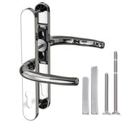 Bwintech 1 Pcs Polished Chrome Stainless Steel UPVC Door Handle,Lever/Lever Split Offset 60 and 92mm Backset,211mm Screw Hole Distance, 243mm Plate Length Front Door Handles for UPVC Door