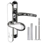 Bwintech 1 Pcs Polished Chrome Stainless Steel UPVC Door Handle,Lever/Pad Split Offset 60 and 92mm Backset,211mm Screw Hole Distance, 243mm Plate Length Front Door Handles for UPVC Door