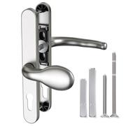 Bwintech 1 Pcs Satin Nickel Stainless Steel UPVC Door Handle,Lever/Pad Split Offset 60 and 92mm Backset,211mm Screw Hole Distance, 243mm Plate Length Front Door Handles for UPVC Door