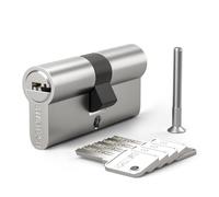 Bwintech 1 Piece 35 35 mm Euro Brass Cylinder, 70 mm Key Key Cylinder Lock with 5 Horizontal Brass Keys, Anti Picking, Anti Drill, Anti Snap, Anti Bumping, Chrome Finish