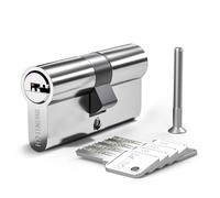 Bwintech 1 Piece 50/50 mm Euro Brass Cylinder, 100 mm Key/Cylinder Key with 5 Horizontal Brass Keys, Anti Picking, Anti Drilling, Anti Snap, Anti Bumping, Chrome Finish