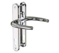 Bwintech 1 Set Polished Chrome UPVC Door Handle Set Stainless Steels 304, 92mm Backset, 210mm Screw Hole Distance, 243mm Plate Length Front Door Handles for UPVC Door