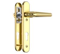 Bwintech 1 Set Pvd Gold UPVC Door Handle Set Stainless Steels 304, 92mm Backset,122mm Screw Hole Distance, 219mm Plate Length Front Door Handles for UPVC Door