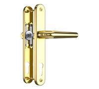 Bwintech 1 Set Pvd Gold UPVC Door Handle Set Stainless Steels 304, 92mm Backset, 210mm Screw Hole Distance, 243mm Plate Length Front Door Handles for UPVC Door