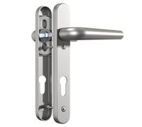 Bwintech 1 Set Satin Nickel UPVC Door Handle Set Stainless Steels 304, 92mm Backset,122mm Screw Hole Distance, 219mm Plate Length Front Door Handles for UPVC Door