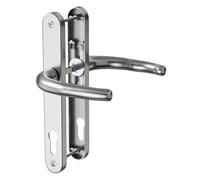 Bwintech 1 Set Satin Nickel UPVC Door Handle Set Stainless Steels 304, 92mm Backset, 210mm Screw Hole Distance, 243mm Plate Length Front Door Handles for UPVC Door
