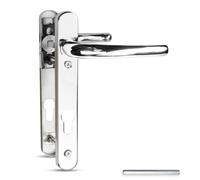 Bwintech 1 Set Stainless Steel Door Handle, Polished Chrome, 92 mm Backset, 122 mm Screw Spacing, 210 mm Back Plate. High Quality Spring System. Suitable for all UPVC Front Doors