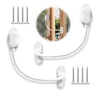 Bwintech 10 Pack White Keyless Window Restrictor, UPVC Window Security Cable Lock Limits Open Spaces to Keep Children Safe and Prevent Injury and Theft