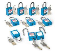 Bwintech 10 Pcs 38MM Keyed Different Blue Safety Padlock Lockout Tagout Lock for Lock Out Tag Out Stations and Devices
