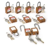 Bwintech 10 Pcs 38MM Keyed Different Brown Safety Padlock Lockout Tagout Lock for Lock Out Tag Out Stations and Devices