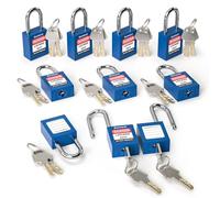 Bwintech 10 Pcs 38MM Keyed Different Dark Blue Safety Padlock Lockout Tagout Lock for Lock Out Tag Out Stations and Devices