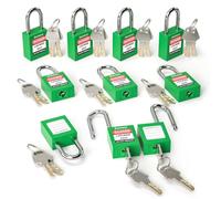 Bwintech 10 Pcs 38MM Keyed Different Green Safety Padlock Lockout Tagout Lock for Lock Out Tag Out Stations and Devices