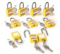 Bwintech 10 Pcs 38MM Keyed Different Yellow Safety Padlock Lockout Tagout Lock for Lock Out Tag Out Stations and Devices