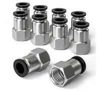 Bwintech 10 Pcs 6mm Tubing OD x 1/4" Female BSP Thread Straight Push in Connect Pneumatic Fitting,PCF6-02 Quick Release Air Line Adapter