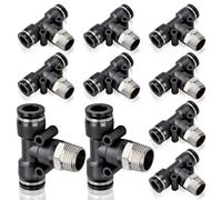 Bwintech 10 Pcs Male Branch Tee 10mm Tube OD x 3/8" BSP Thread Push to Connect Fittings PB10-03