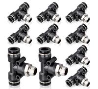 Bwintech 10 Pcs Male Branch Tee 4mm Tube OD x 1/4" BSP Thread Push to Connect Fittings PB4-02