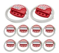 Bwintech 10 Pcs Red Adjustable Lockout Tagout Steel Cable for tagout Lock Applications, Work with Safety Padlocks