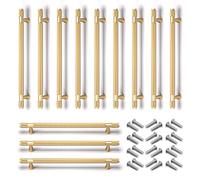 Bwintech 12 Pcs 245MM Gold Anodised Knurled Cabinet Handles,192MM Hole Centers Cupboard Knobs,Cupboard,Wardrobe,Drawer Handles