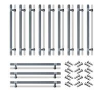 Bwintech 12 Pcs 245MM Grey Anodised Knurled Cabinet Handles,192MM Hole Centers Cupboard Knobs,Cupboard,Wardrobe,Drawer Handles