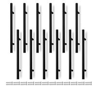 Bwintech 12 Pcs 300MM (192MM Hole Center) Matt Black Cabinet Pull Handles Kitchen T Bar Handles, Stainless Steel, Ideal for Cabinet, Drawer, Cupboard
