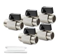 Bwintech 2 Pcs 1/2" BSP Male x Male Nickel Plated Brass Mini Ball Valve Shut-Off Valve