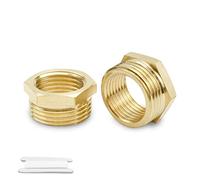 Bwintech 2 Pcs 1/2" Female to 3/4" Male BSP Thread Brass Hex Bushing Reducing Connector for Pipe Connecting Conversion