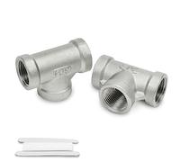 Bwintech 2 Pcs 1/4" Female BSP 3 Way Connector 304 Stainless Steel Tee Female Pipe Fittings