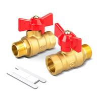 Bwintech 2 Pcs 1/4" Male BSP to 1/4" Female BSP in Brass, Ball Valves with Wing Handle 180 Degree Shut Off Switch Operation Handle Valve Pipe Fittings