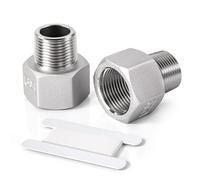 Bwintech 2 Pcs 1/4" Male to 3/8" Female BSP Thread Stainless Steel 304 Hex Bushing Reducing Connector for Pipe Connecting Conversion