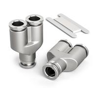 Bwintech 2 Pcs 12mm 3 Way Y Splitter Push to Connect Pneumatic Fitting,3 Way Stainless Quick Release PY Air Line Adapter