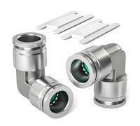 Bwintech 2 Pcs 12mm 90 Degree Elbow Push to Connect Pneumatic Fitttog,2 Way Stainless Quick Release PV Air Line Adapter