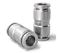 Bwintech 2 Pcs 12mm Straight Push to Connect Pneumatic Fitttog,2 Way Stainless Quick Release PU Air Line Adapter