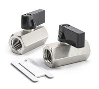 Bwintech 2 Pcs 3/8" BSP Female Nickel Plated Brass Mini Ball Valve Shut-Off Valve