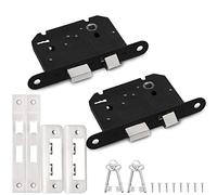 Bwintech 2 PCS 3 Lever Satin Nickel Mortice Sashlock 65mm (2.5 Inch), Door Lock with Key for Internal Doors, Reversible Catch