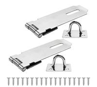 Bwintech 2 Pcs Brushed Nickel Padlock Hasp Latch Locks 4 Inch (100mm) 304 Stainless Steel Door Lock Hasp Latch Hasp for Door Shed Gate Cabinet, with Screw