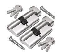 Bwintech 2 Pcs Keyed Alike 70mm (35T/35) Nickel Euro Cylinder Lock,Door Barrel Lock,Thumbturn Knob with 6 Standard Keys,Anti-Pick,Anti-Bump,Anti Drill,High Security for UPVC,Wooden,Composite Doors