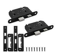 Bwintech 2 PCS Matt Black Bathroom Lock 65mm (2.5 Inch) for Internal Doors and Bathroom Doors, Reversible Catch