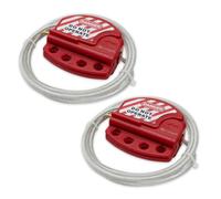 Bwintech 2 Pcs Red Adjustable Lockout Tagout Steel Cable for tagout Lock Applications, Work with Safety Padlocks