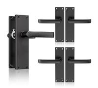 Bwintech 3 Pairs Lever Latch Flat Black Door Handles,Classic Victorian Straight Design,Ideal for All Types of Wooden Doors,Internal Doors