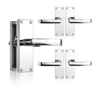 Bwintech 3 Pairs Lever Latch Flat Polished Chrome 118MM Door Handles,Victorian Straight Design,Ideal for All Types of Wooden Doors,Internal Doors