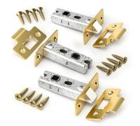 Bwintech 3 Pcs 75mm Steel Imitation Gold Tubular Latch, Premium Mortice Latch, for use with Sprung Lever Door Handles