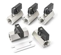 Bwintech 5 Pcs 1/2" BSP Female Nickel Plated Brass Mini Ball Valve Shut-Off Valve