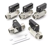 Bwintech 5 Pcs 1/4" BSP Male x Male Nickel Plated Brass Mini Ball Valve Shut-Off Valve