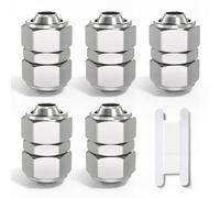 Bwintech 5 Pcs 12mm Straight Push to Connect Lock Nut Tube Pneumatic Fitting,2 Way Nickel Plated Brass Quick KPU12 Air Line Adapter