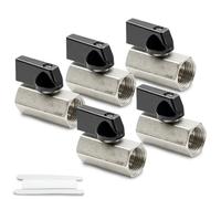 Bwintech 5 Pcs 3/8" BSP Female Nickel Plated Brass Mini Ball Valve Shut-Off Valve