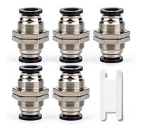 Bwintech 5 Pcs 6mm Bulkhead Union x 6mm Tube OD Push to Connect Tube Fitting, Nickel Plated Brass Pneumatic Quick KPM6 Connect Air Fitting